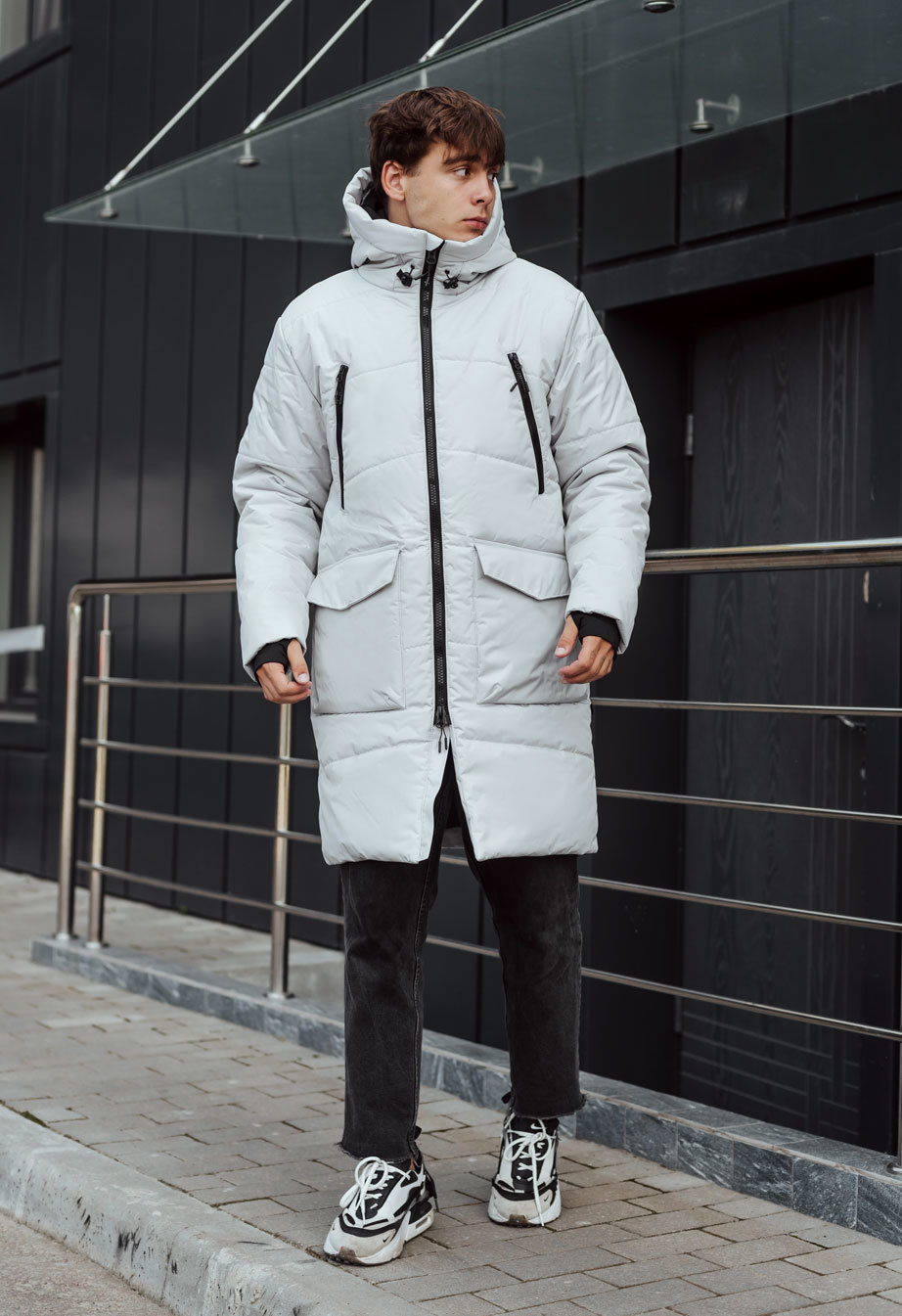 Zimowa parka Staff nim white gray