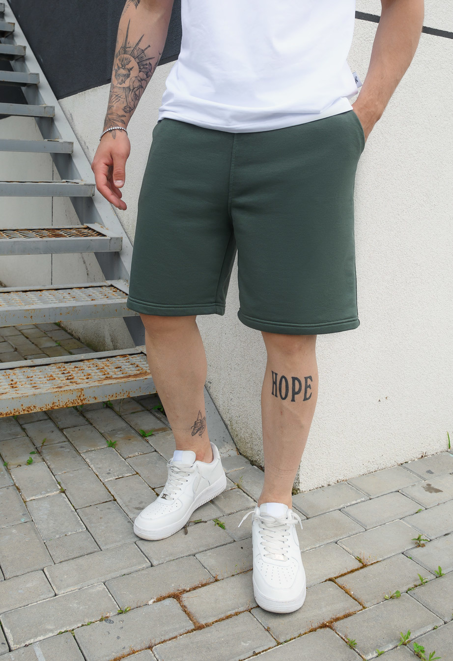 Pantaloni scurți tricotați Staff green