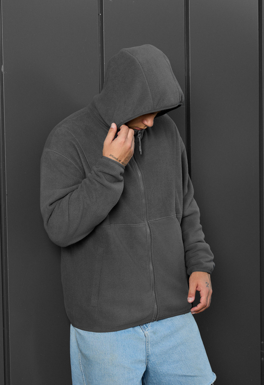 Hanorac Staff gray zip fleece oversize