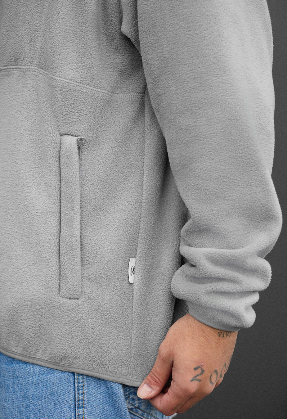 Hanorac Staff light gray zip fleece oversize