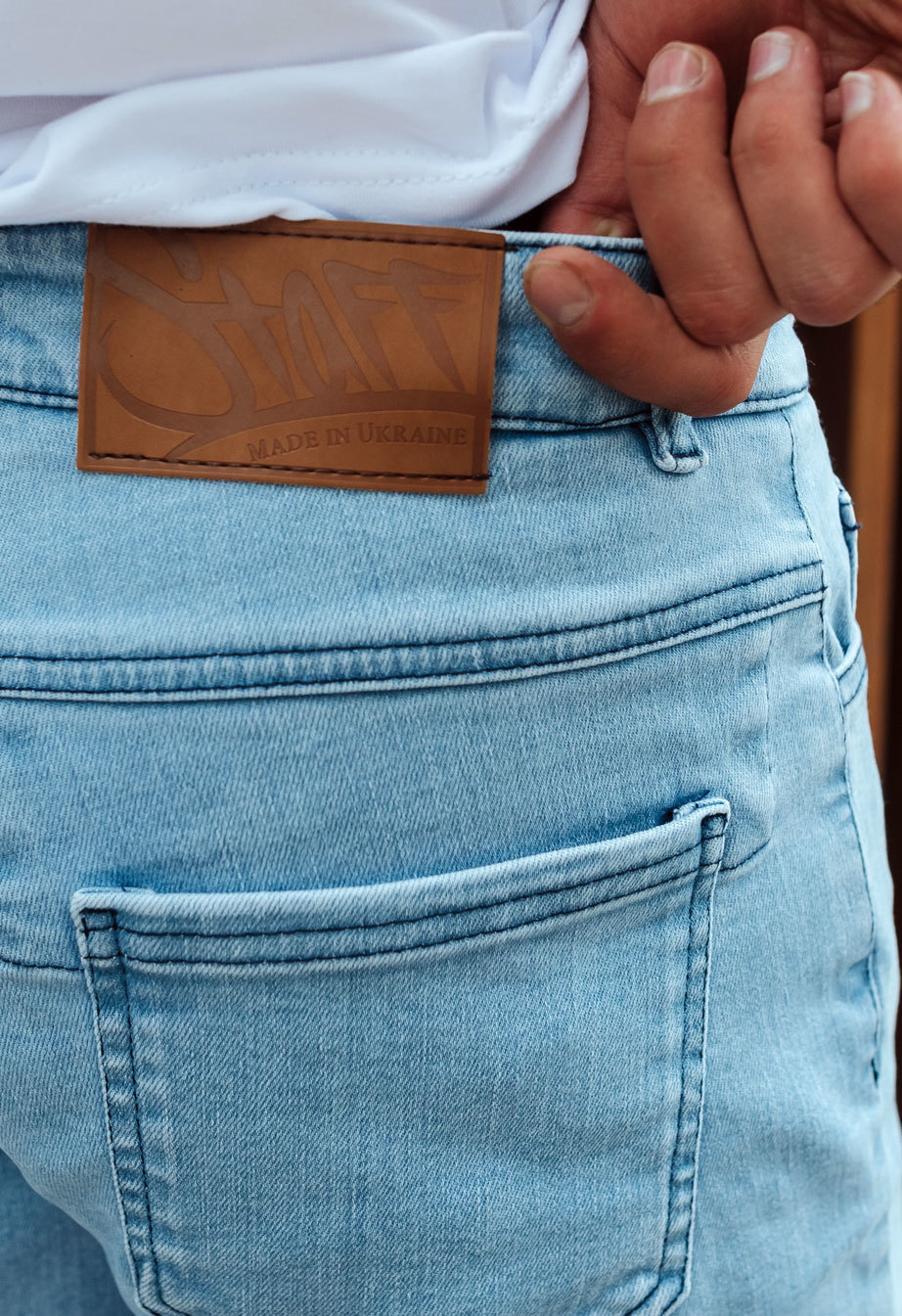 Pantaloni scurți din denim Staff light blue slim