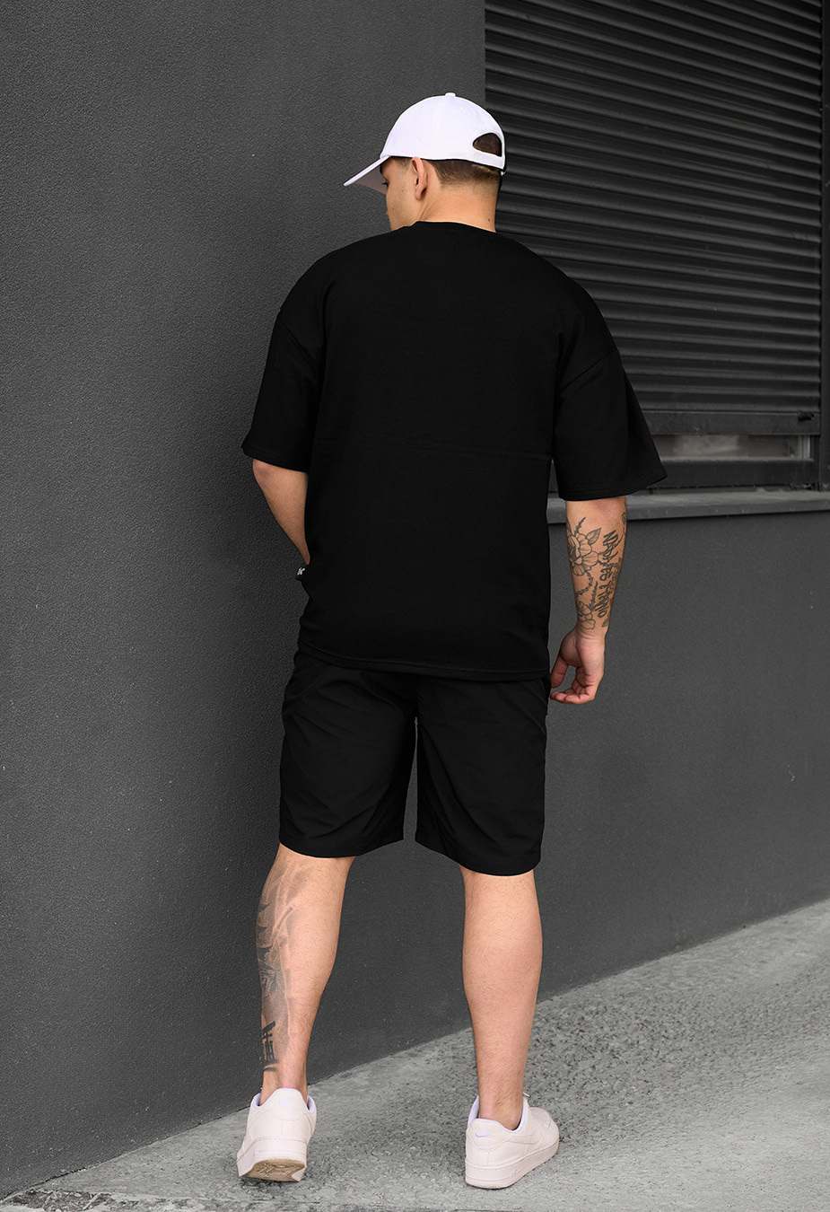 Set de vară tricou + pantaloni scurți Staff patt black oversize