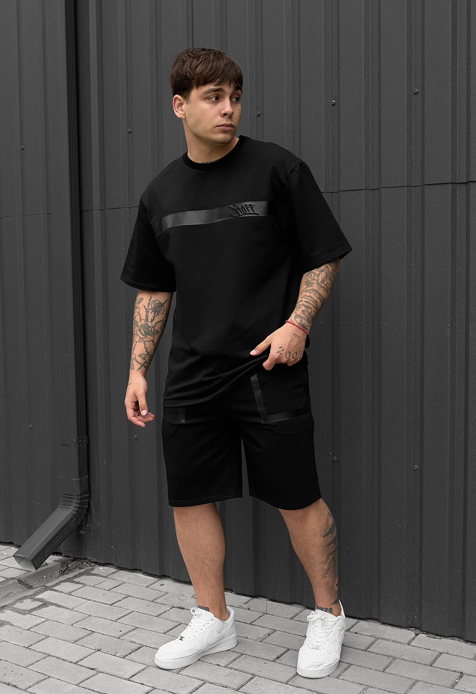 Set de vară tricou + pantaloni scurți Staff ra black
