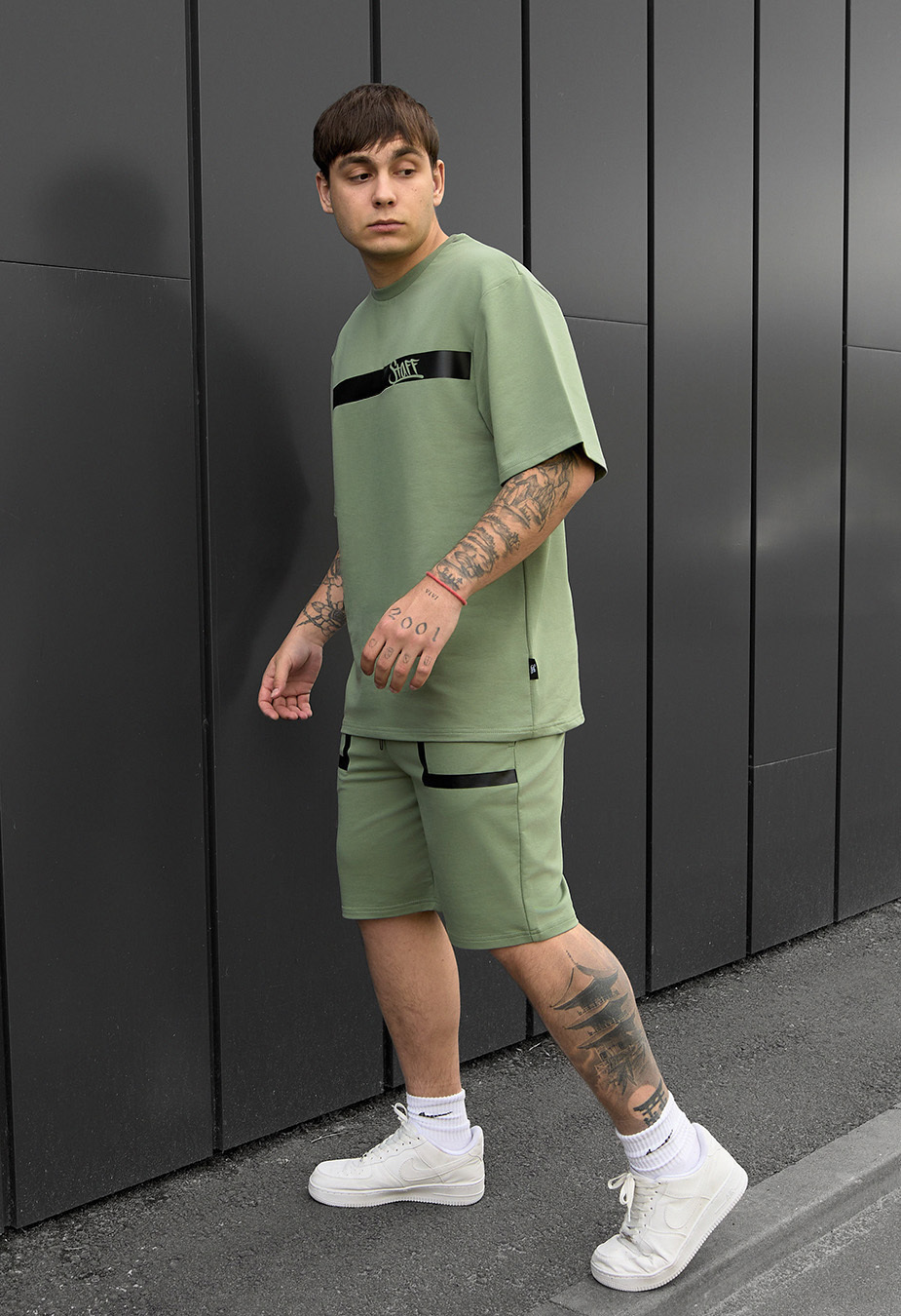 Set de vară tricou + pantaloni scurți Staff ra khaki