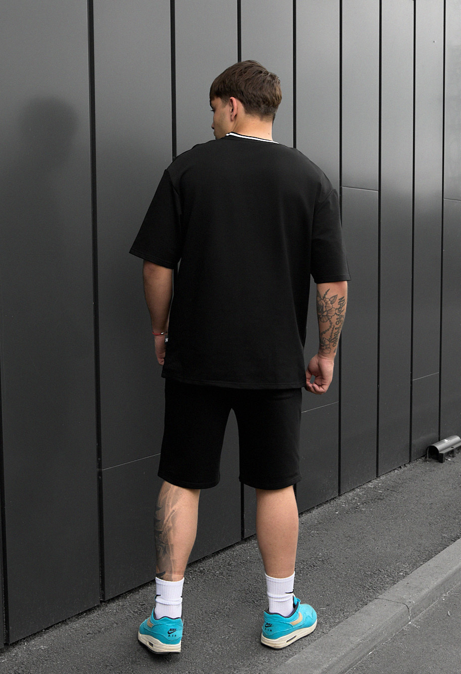 Set de vară tricou + pantaloni scurți Staff de black oversize