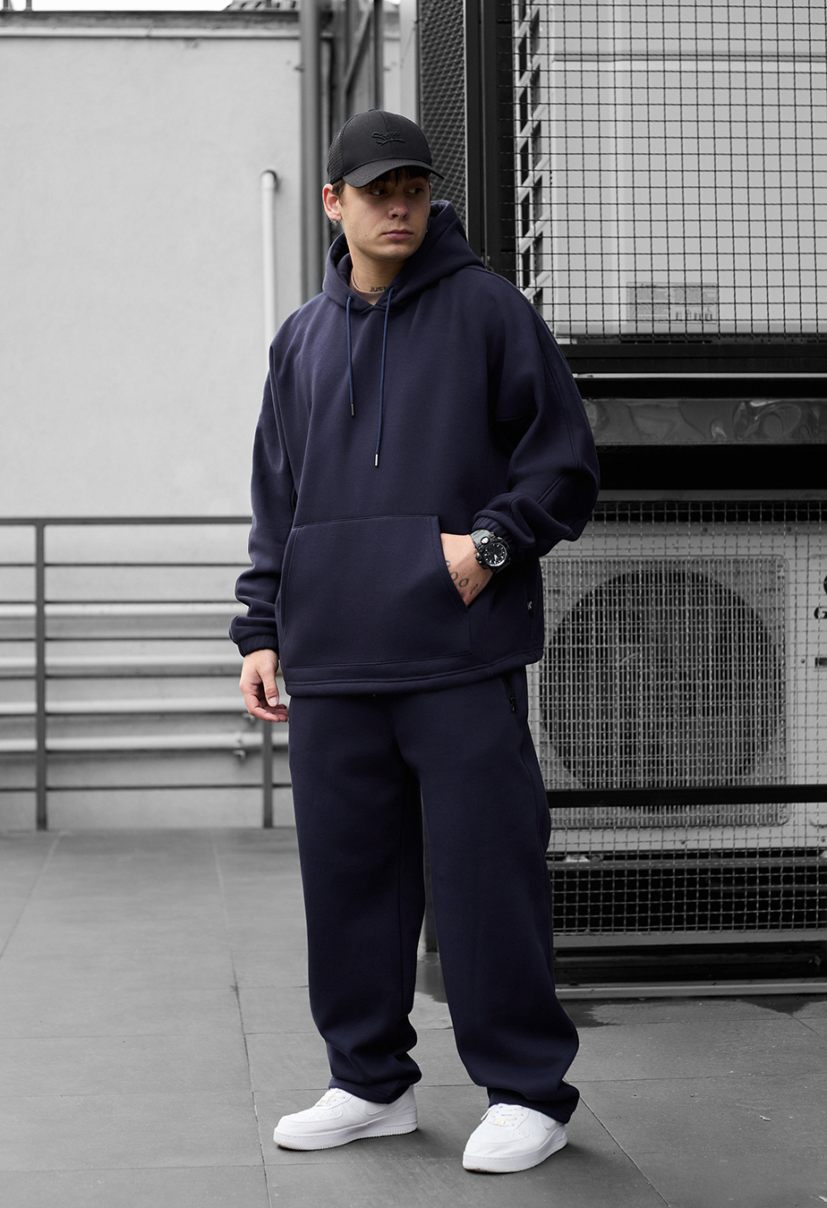 Costum de trening Staff blr navy oversize fleece
