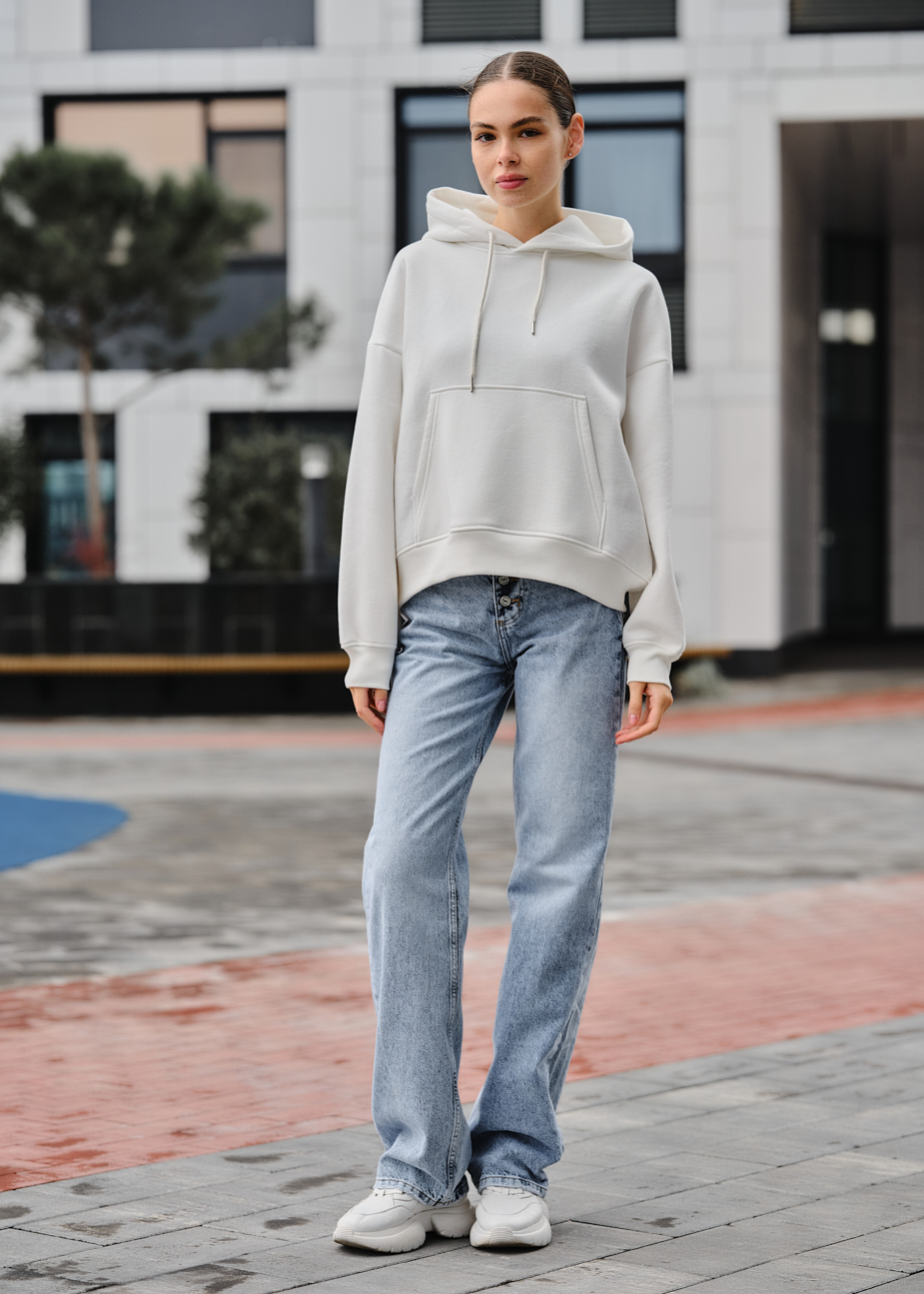 Hanorac de damă Staff ti white oversize fleece