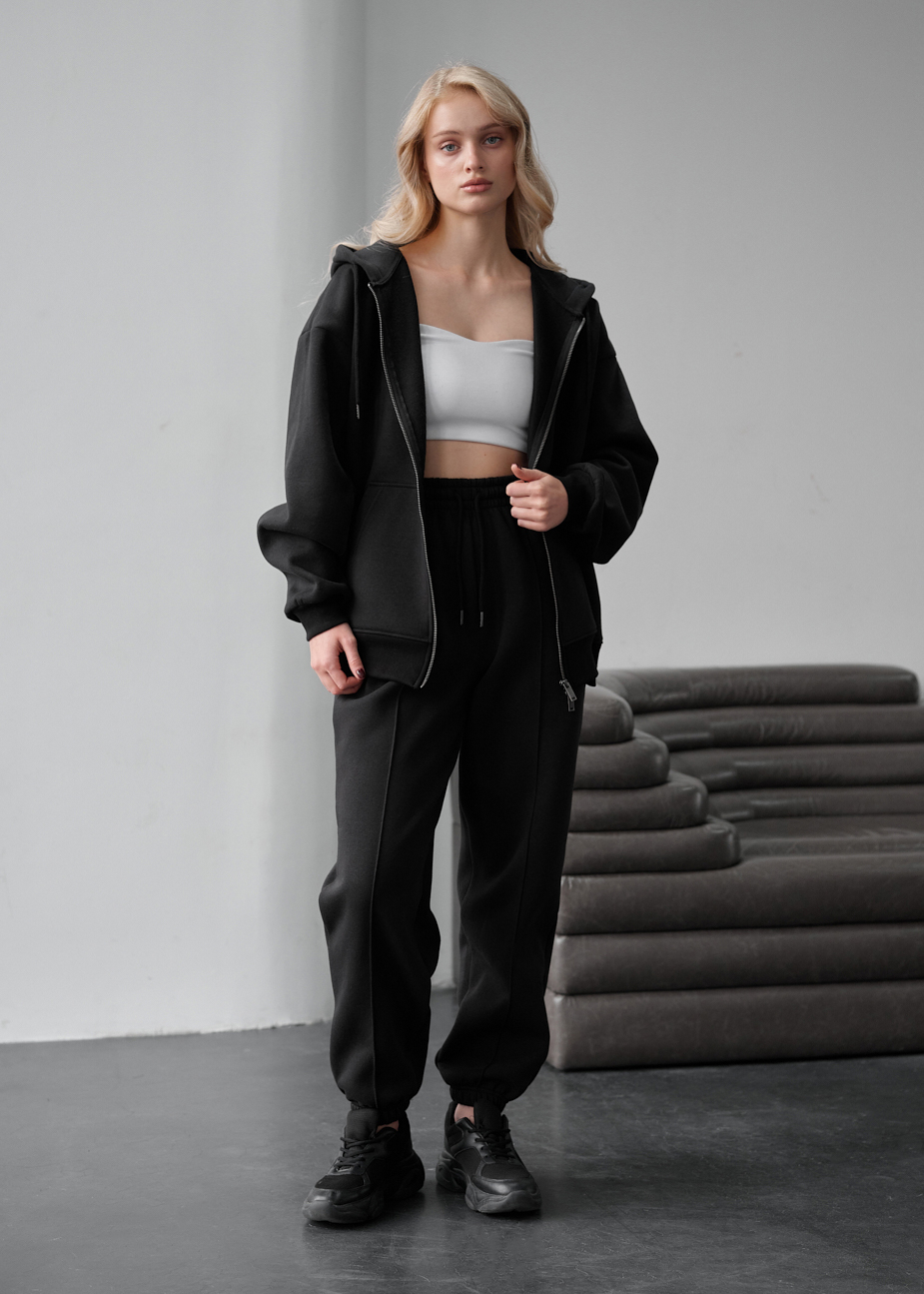 Trening de damă Staff jay black zip oversize fleece