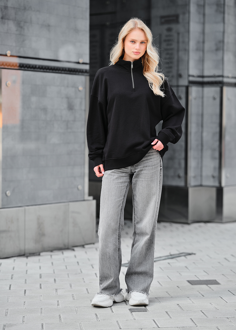 Bluză cu fermoar Staff le black oversize