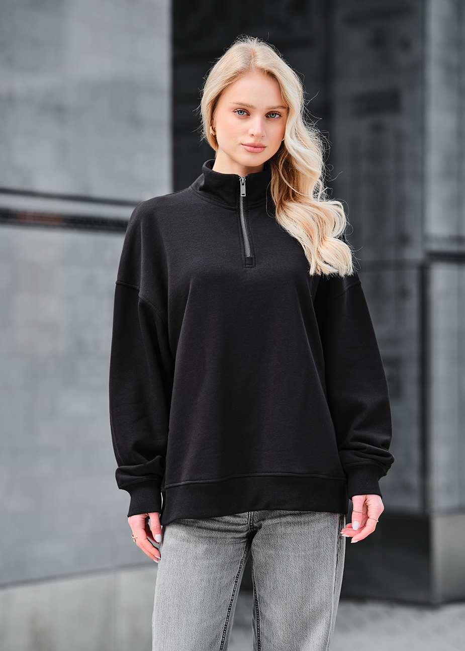 Bluză cu fermoar Staff le black oversize