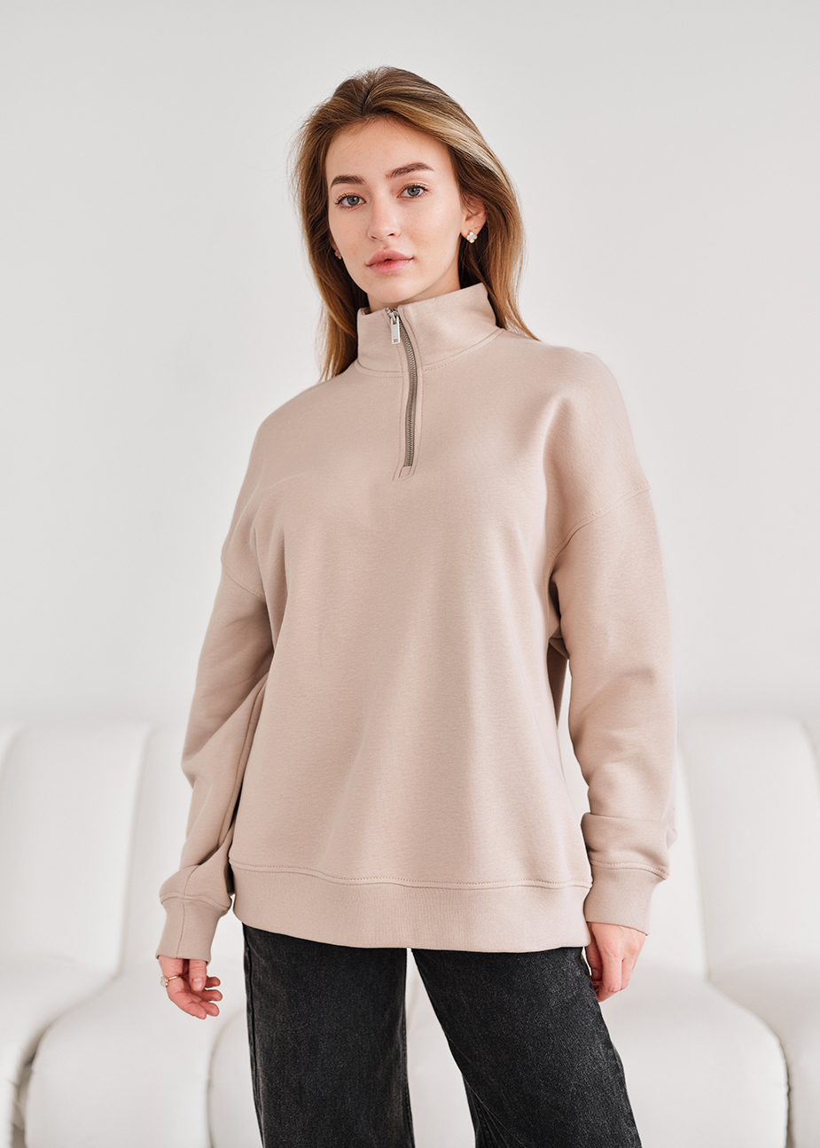 Bluză cu fermoar Staff le beige oversize