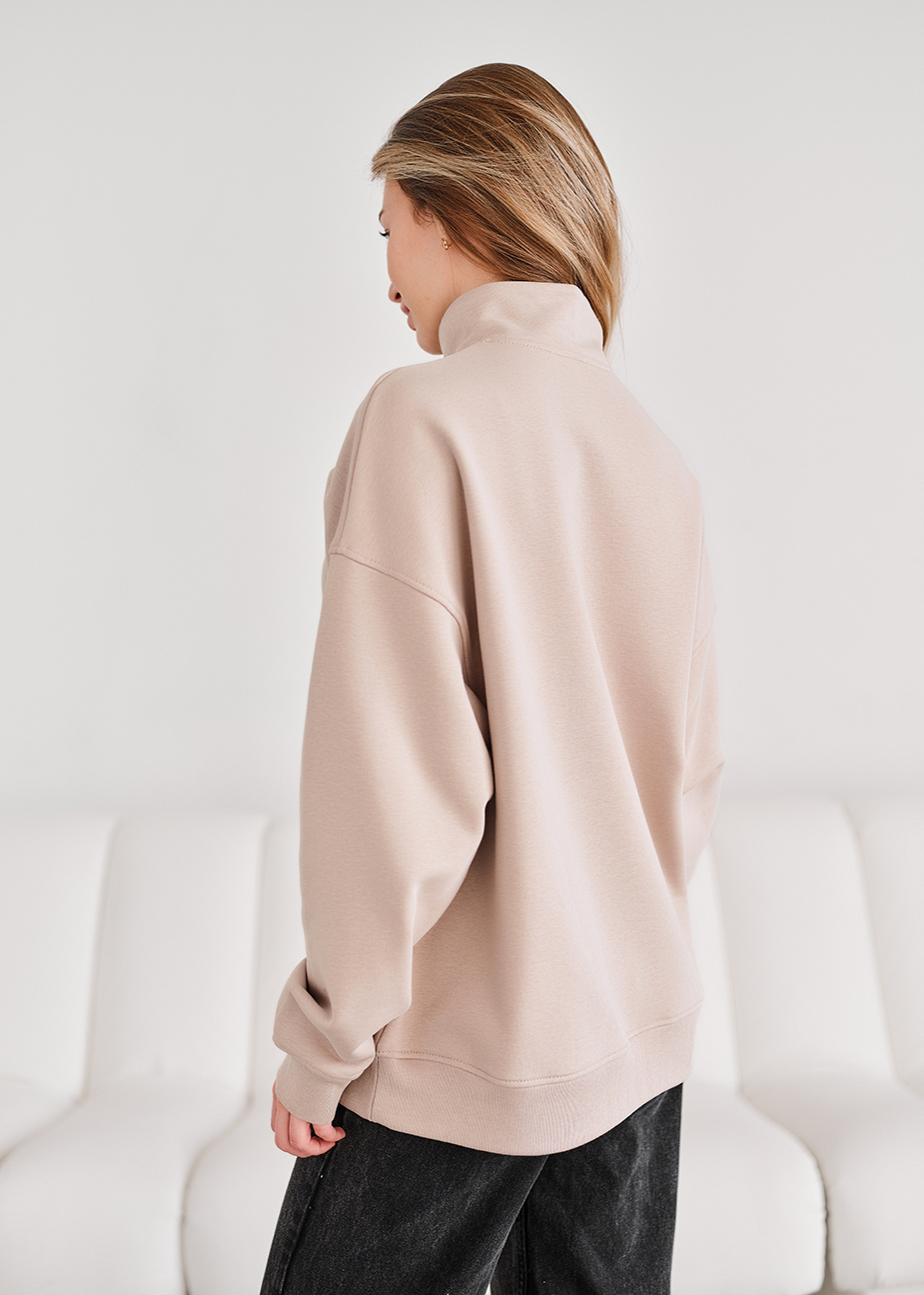 Bluză cu fermoar Staff le beige oversize