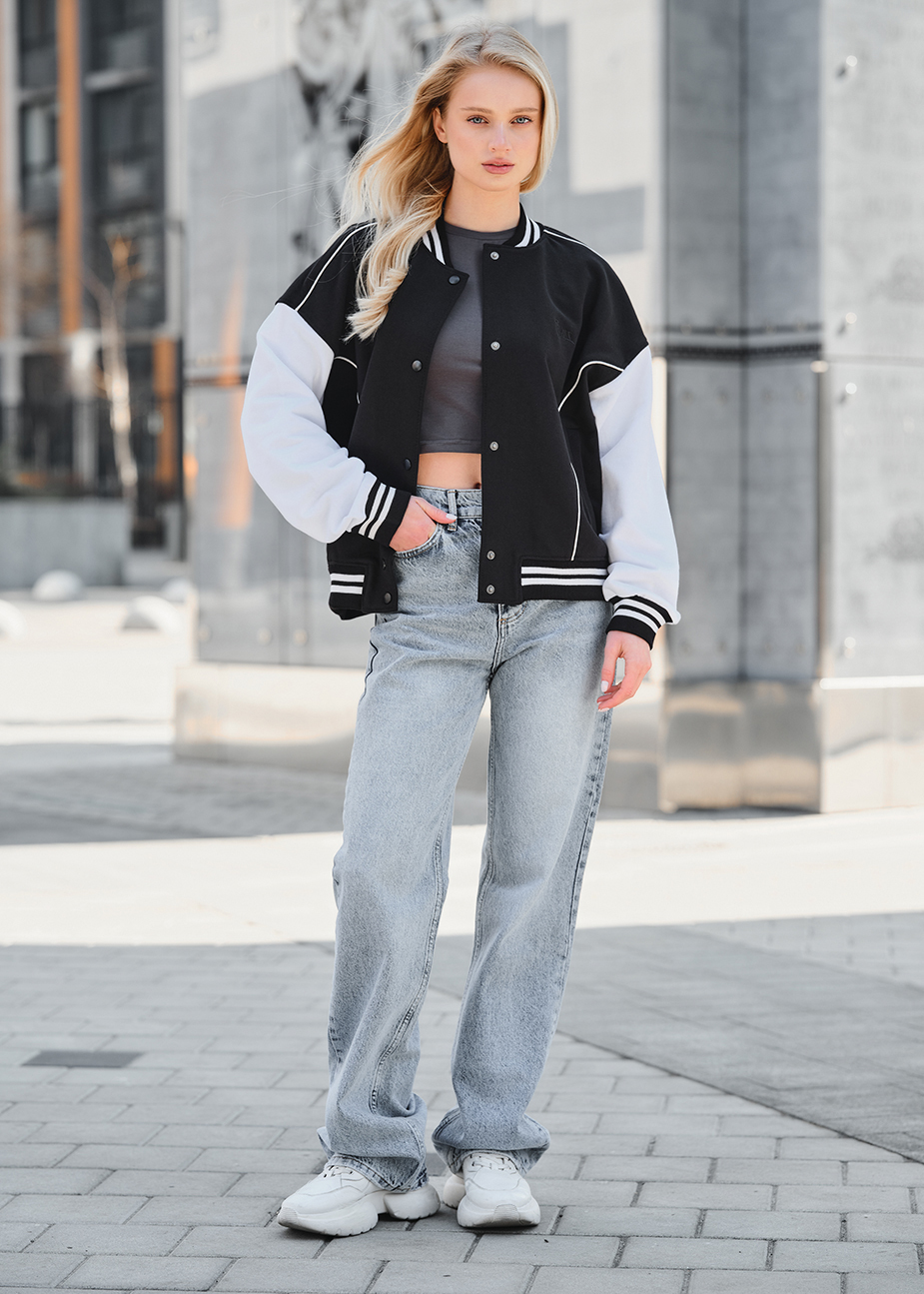Jachetă bomber tricotată de damă Staff te black & white oversize