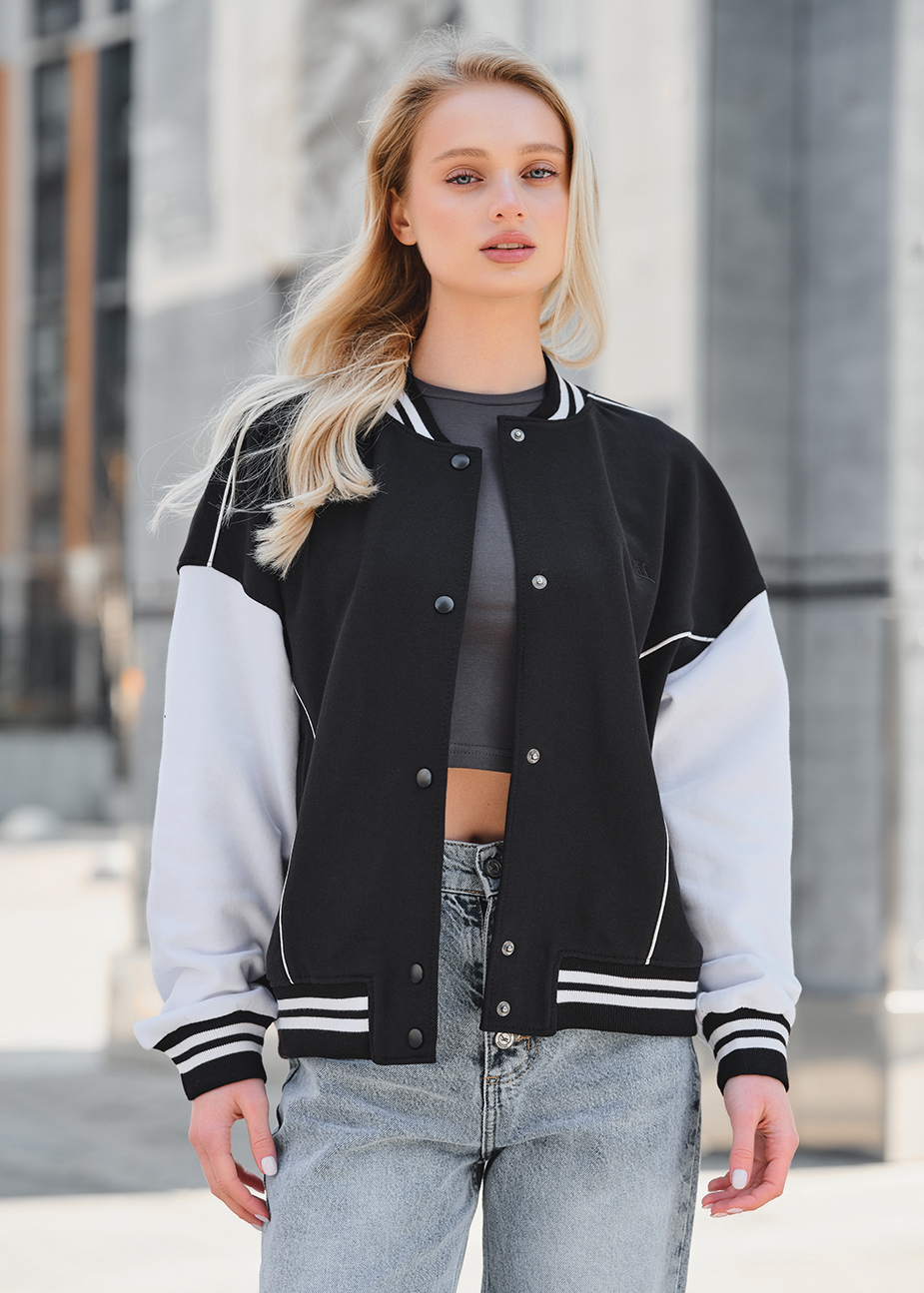 Jachetă bomber tricotată de damă Staff te black & white oversize