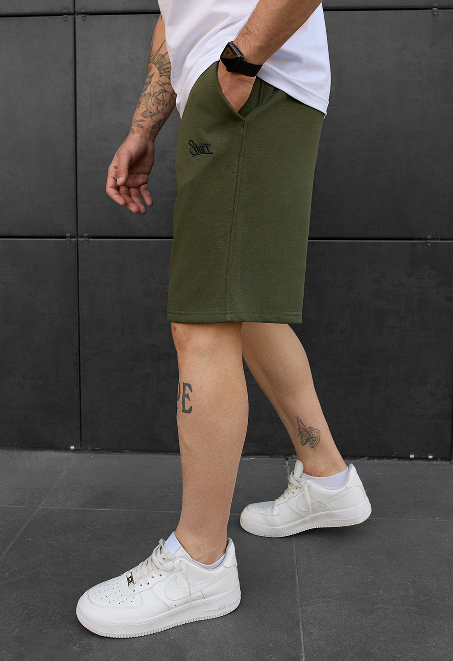 Pantaloni scurți tricotați Staff dje khaki logo