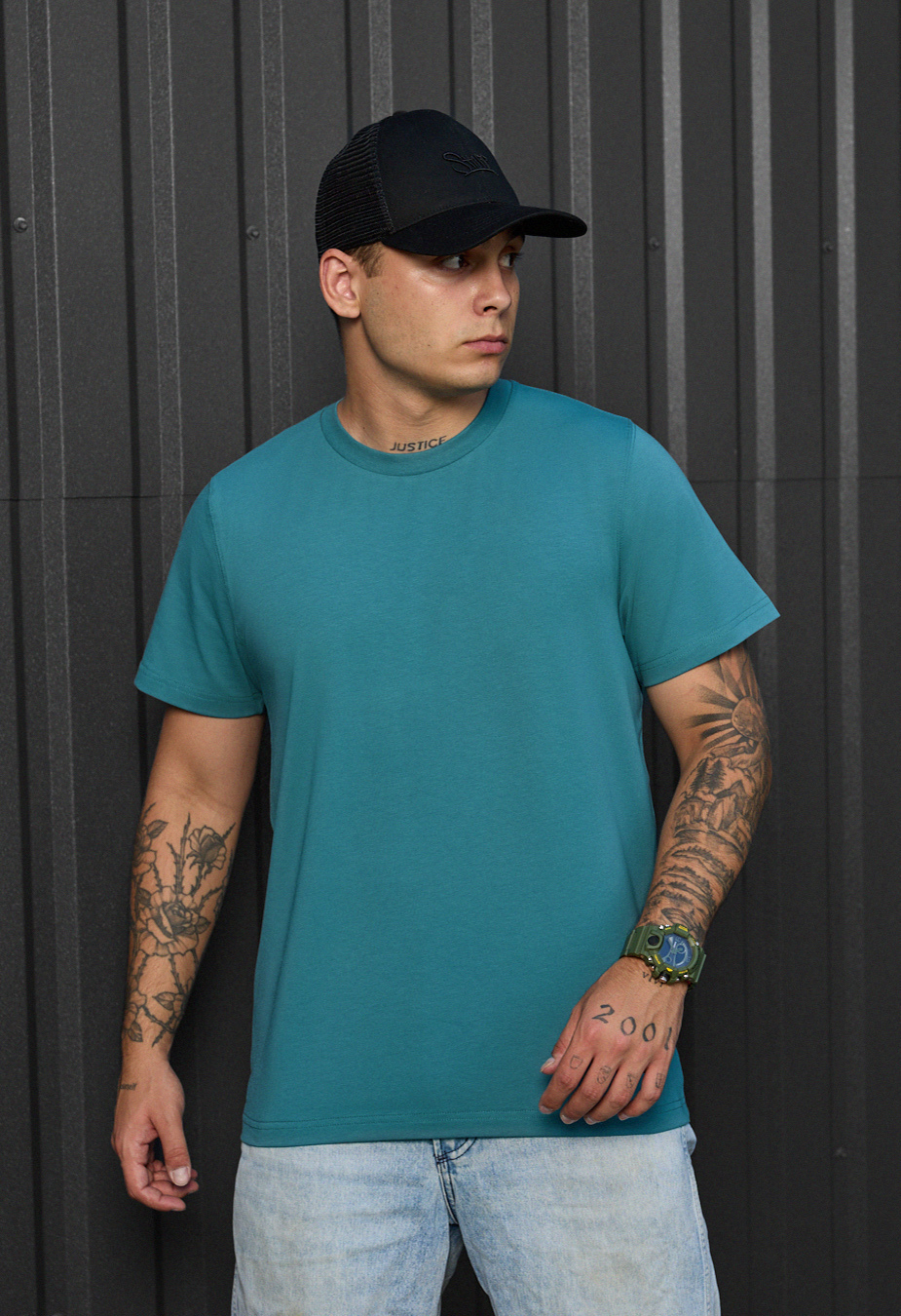 Tricou Staff turquoise basic