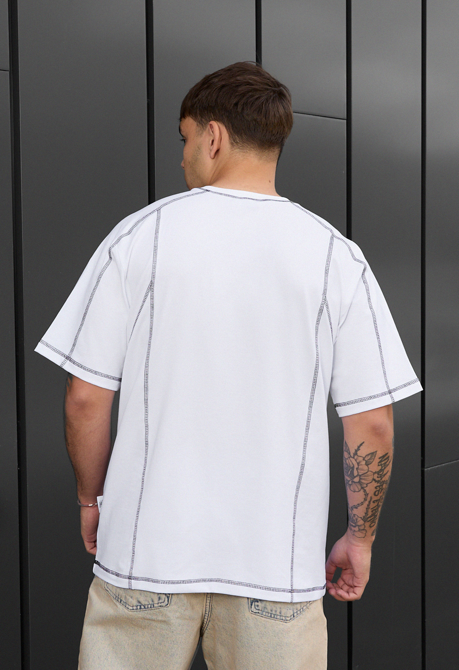 Tricou Staff white logo oversize