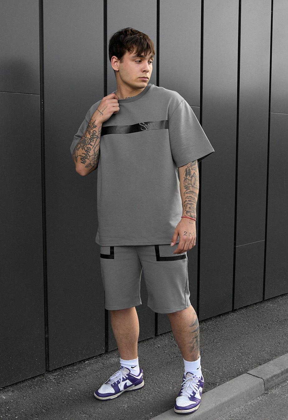 Set de vară tricou + pantaloni scurți Staff ra gray