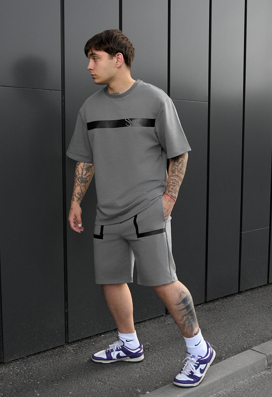 Set de vară tricou + pantaloni scurți Staff ra gray