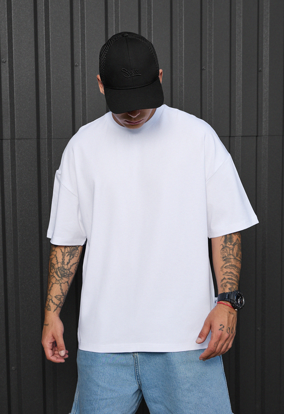 Tricou Staff white oversize