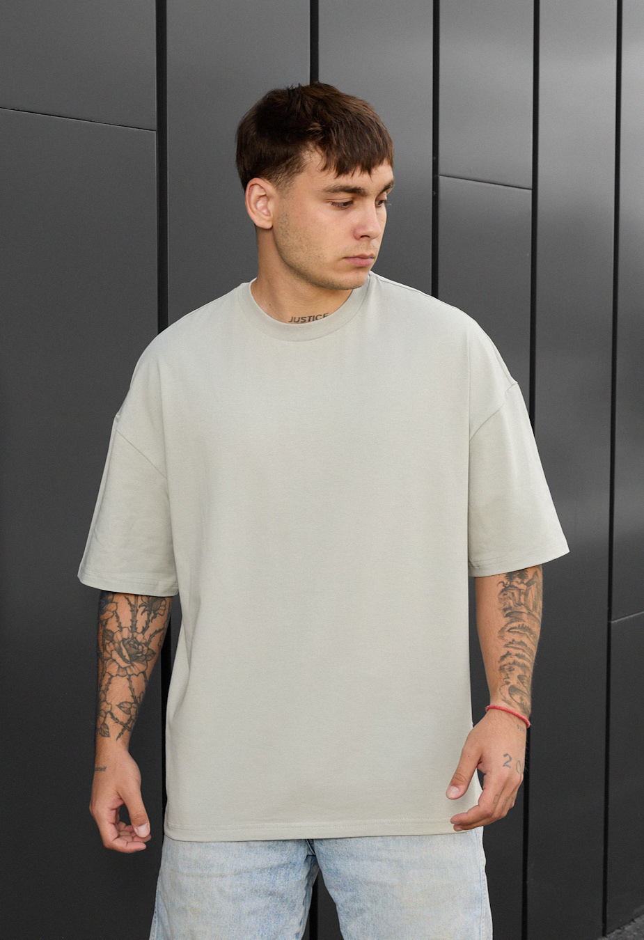 Tricou Staff light olive oversize