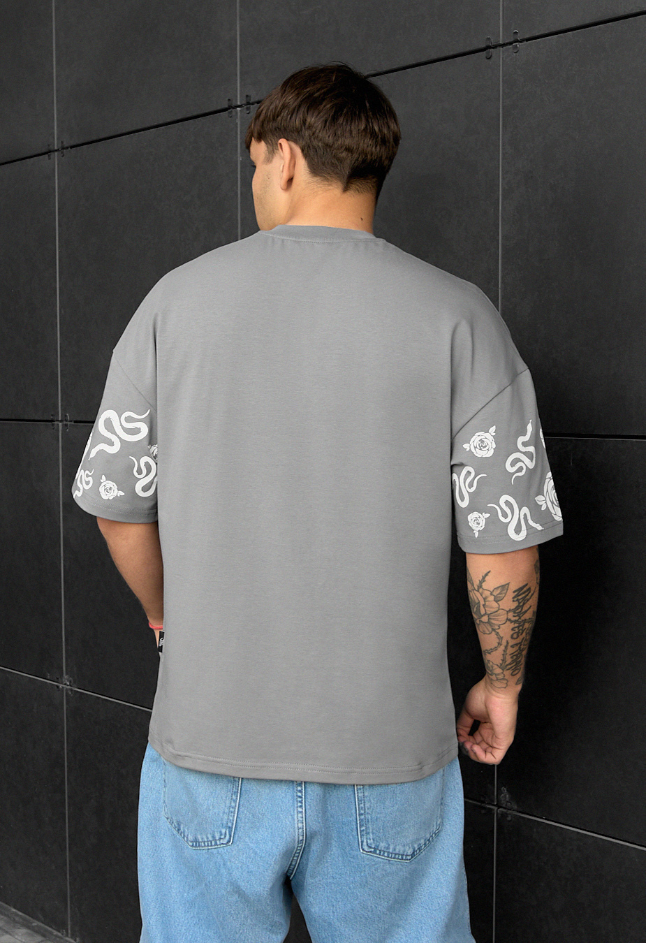 Tricou Staff snake & flower oversize
