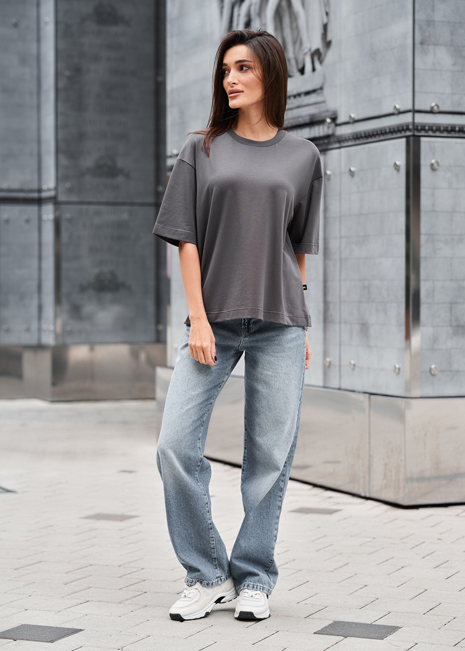 Tricou de damă Staff dark gray oversize