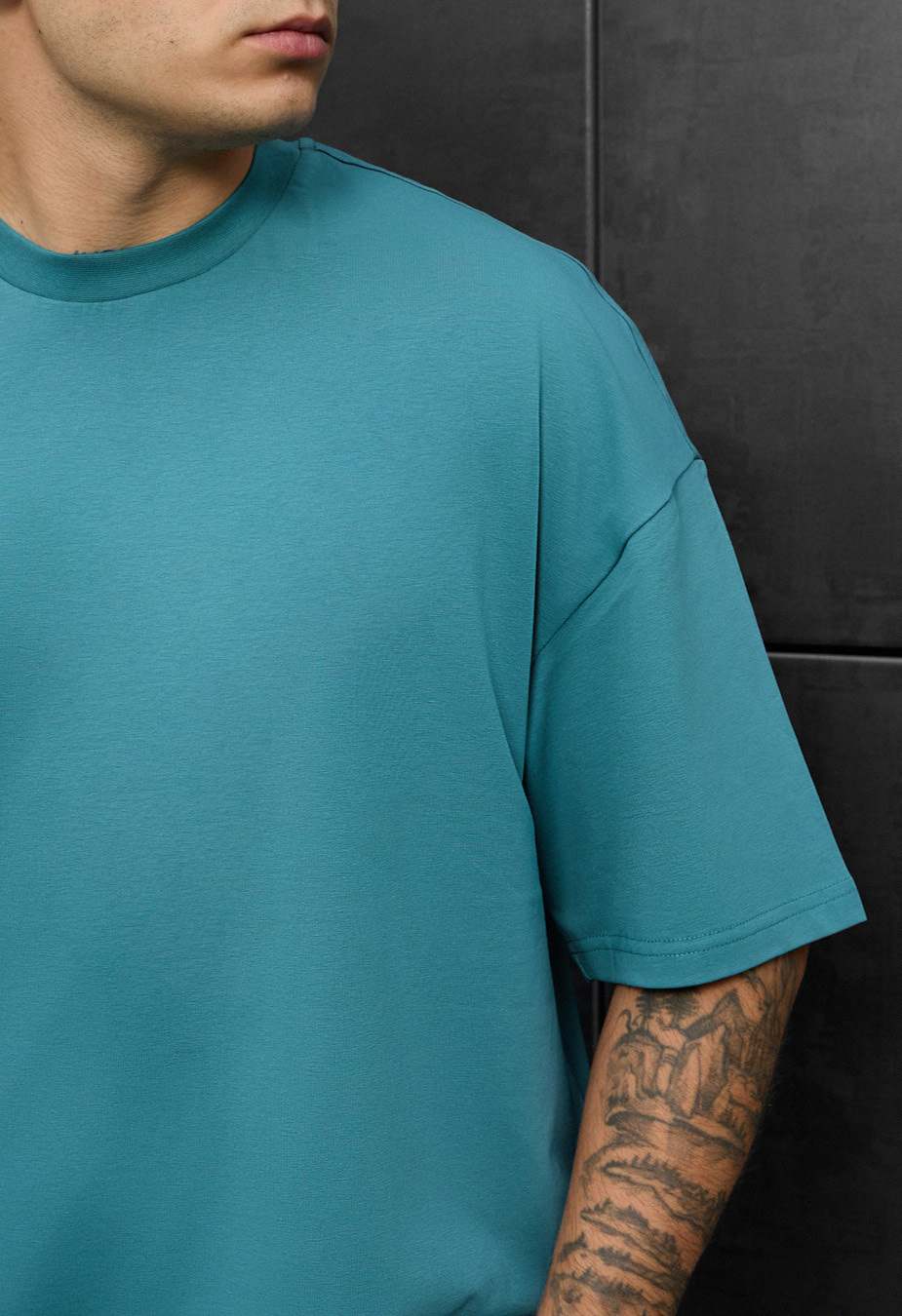 Tricou Staff turquoise oversize
