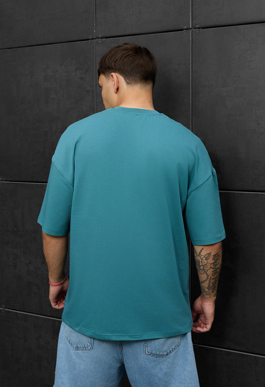 Tricou Staff turquoise oversize