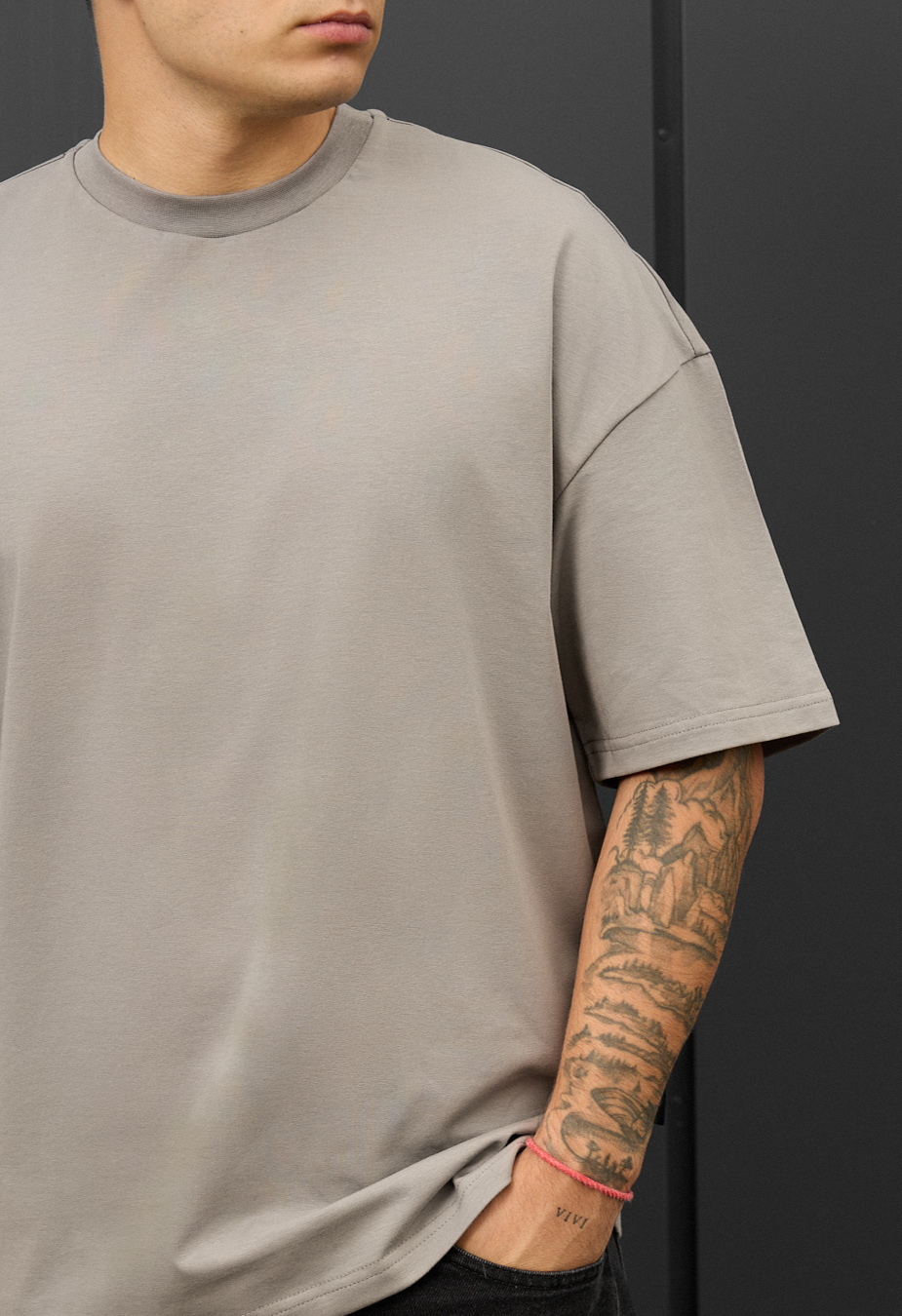 Tricou Staff gray oversize