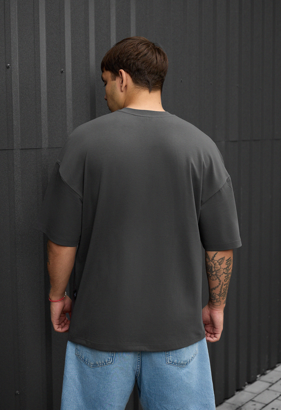 Tricou Staff dark gray oversize