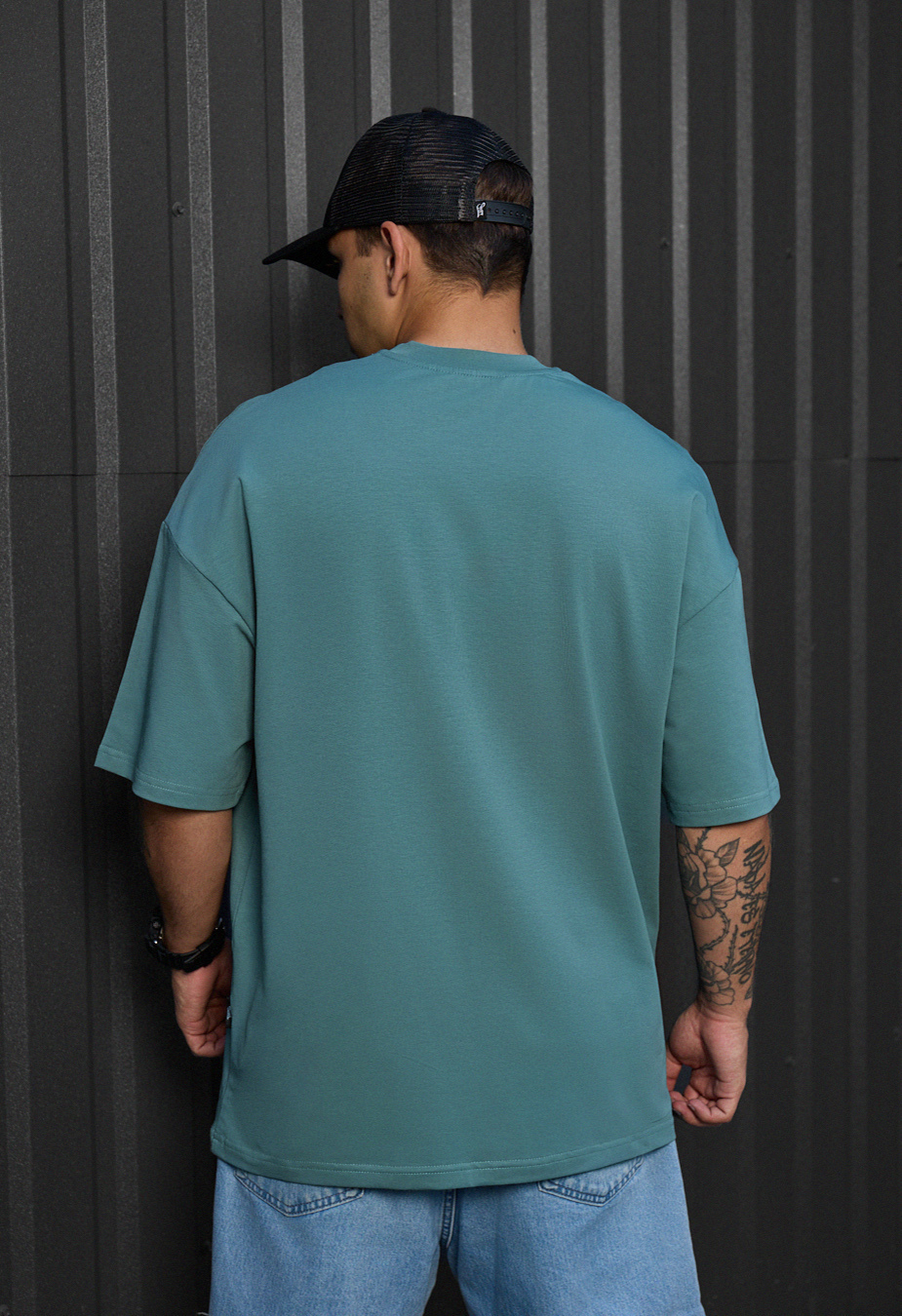 Tricou Staff dark turquoise oversize