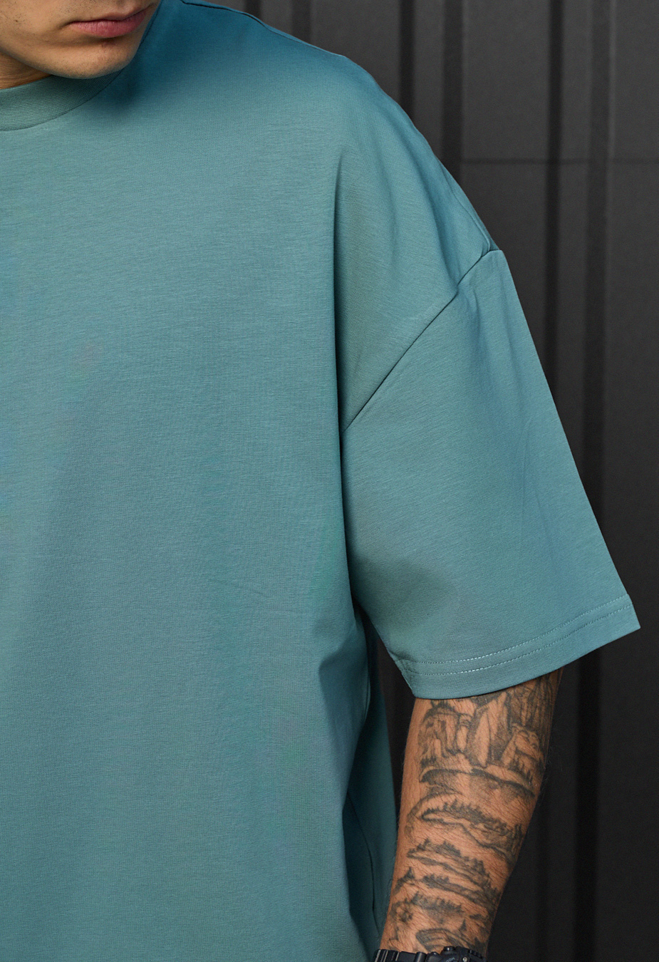 Tricou Staff dark turquoise oversize