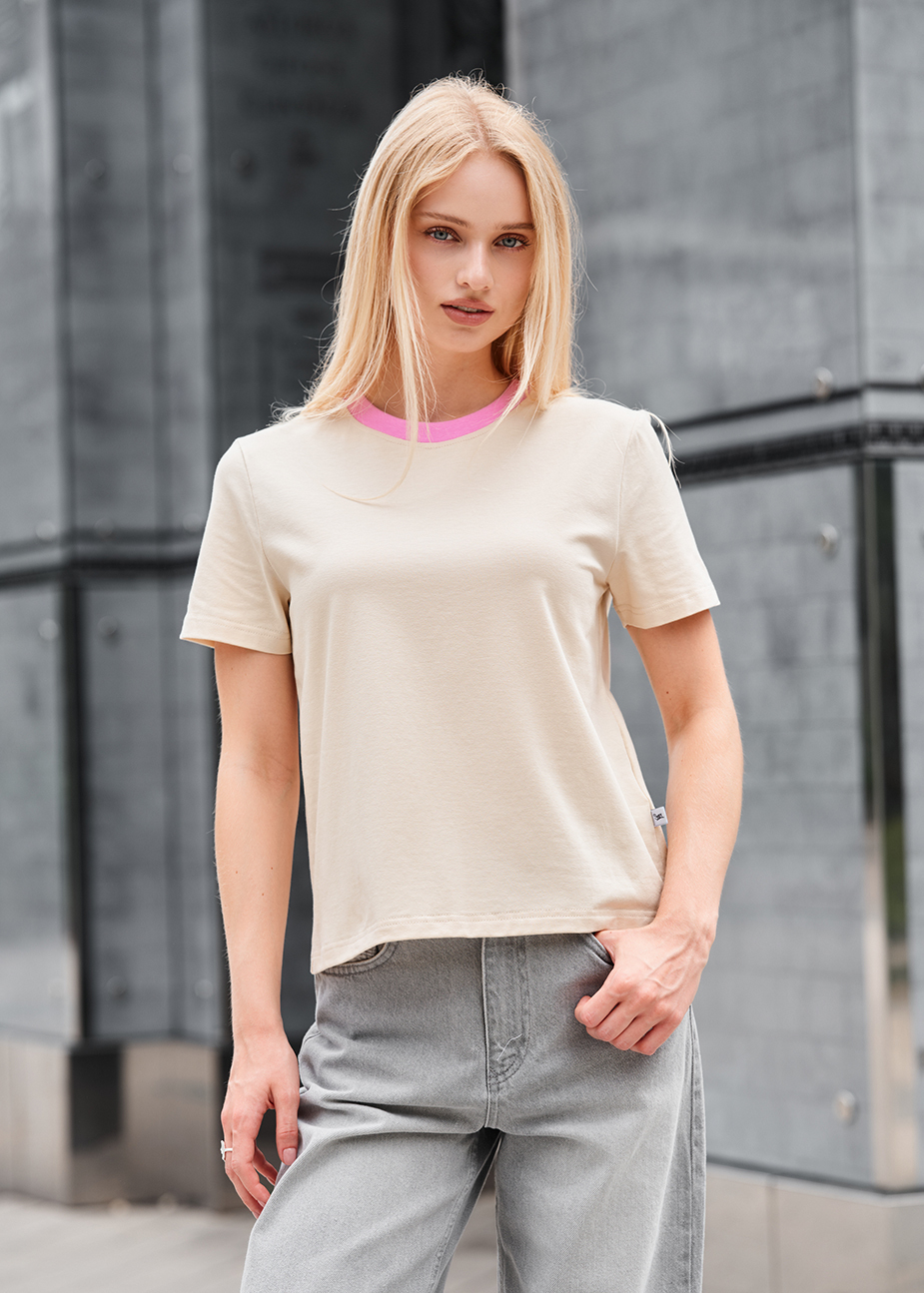 Tricou de damă Staff in milk & pink