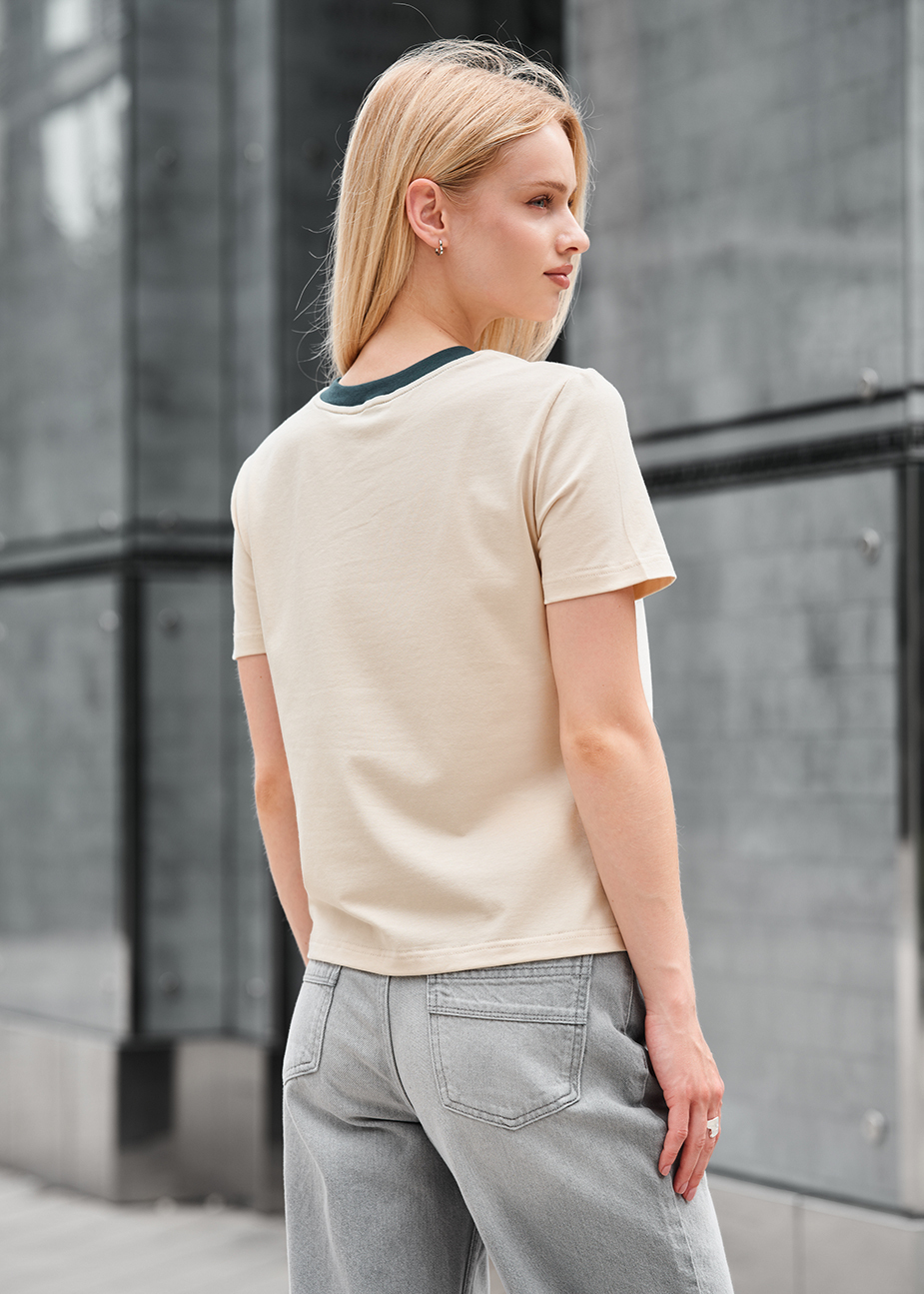 Tricou de damă Staff in milk & green