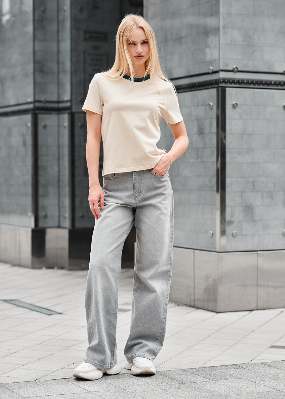 Tricou de damă Staff in milk & green
