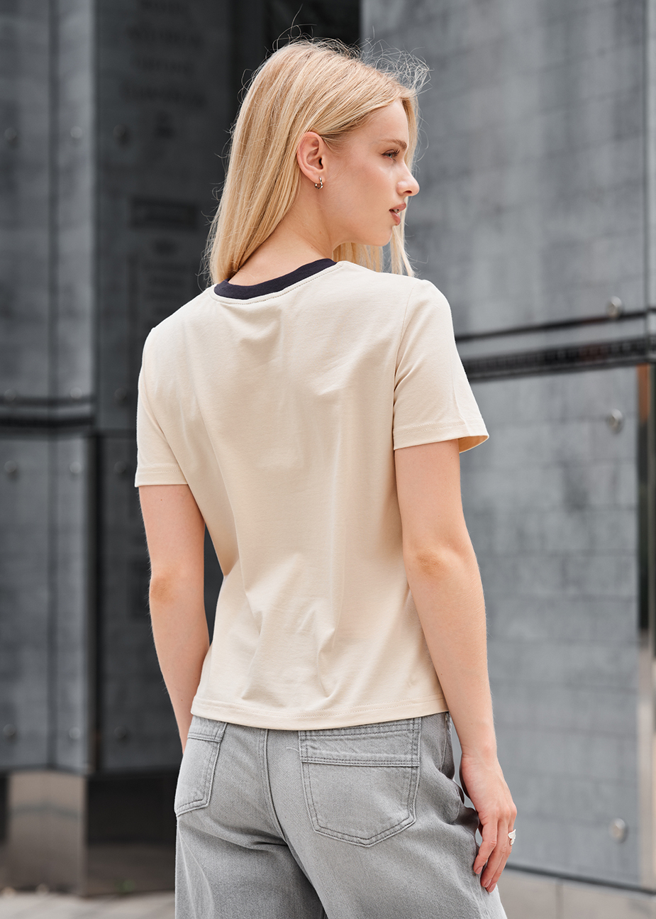 Tricou de damă Staff in milk & navy