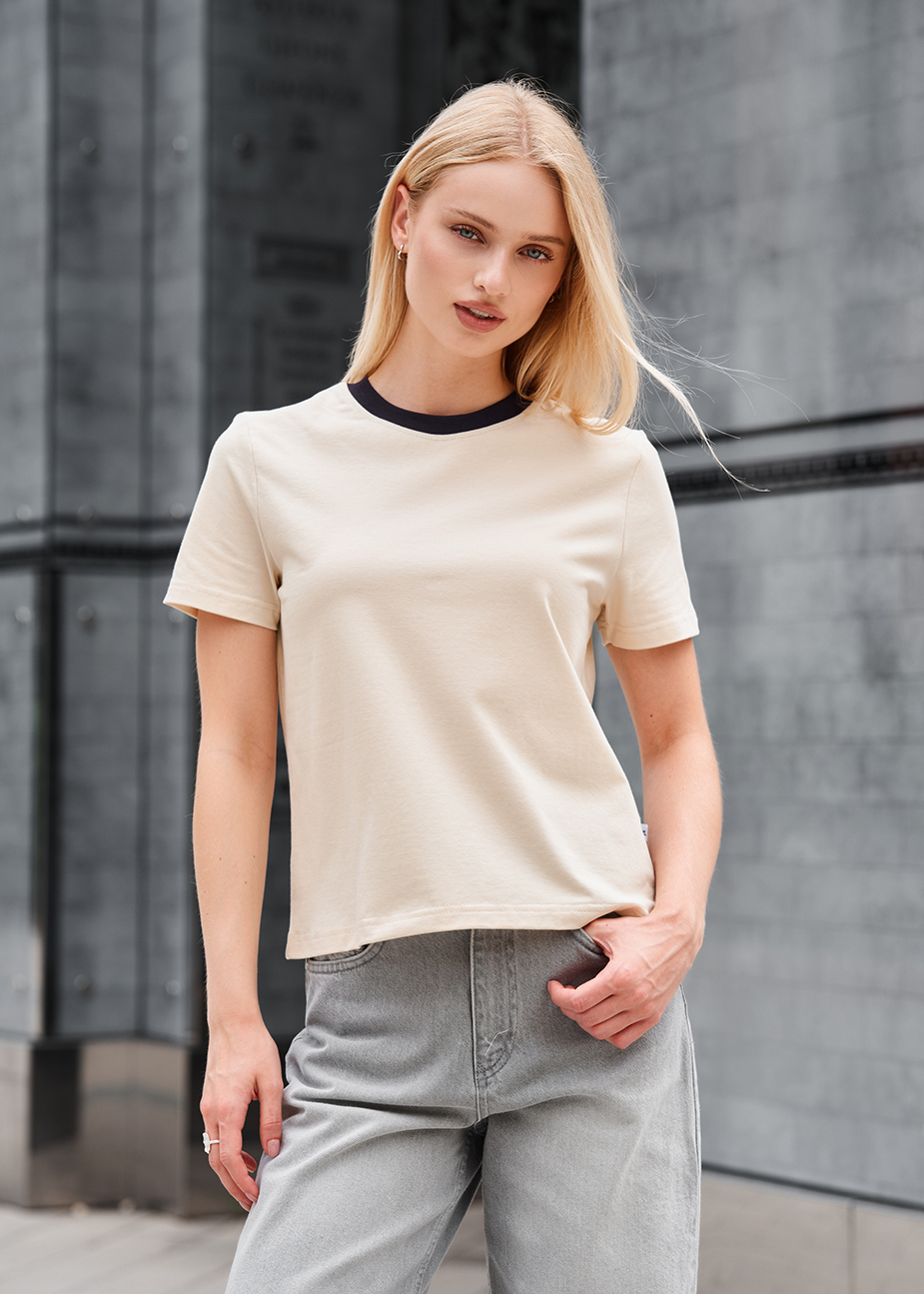 Tricou de damă Staff in milk & navy