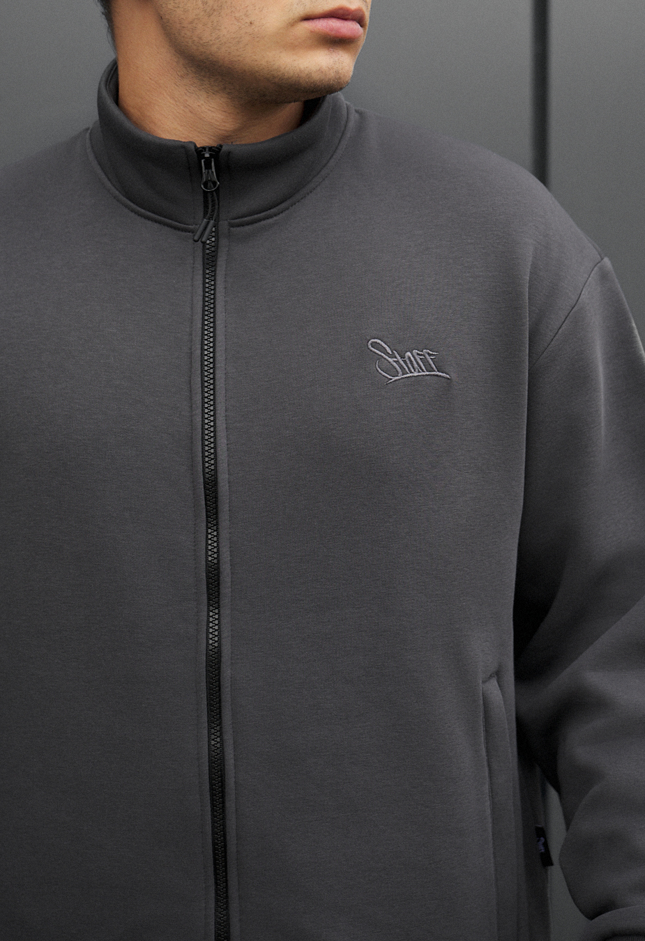 Bluză Staff chi dark gray logo oversize fleece