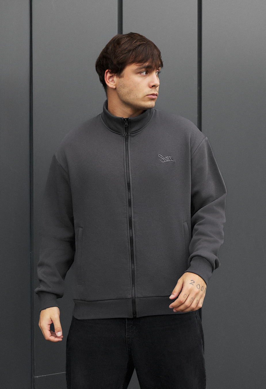 Bluză Staff chi dark gray logo oversize fleece