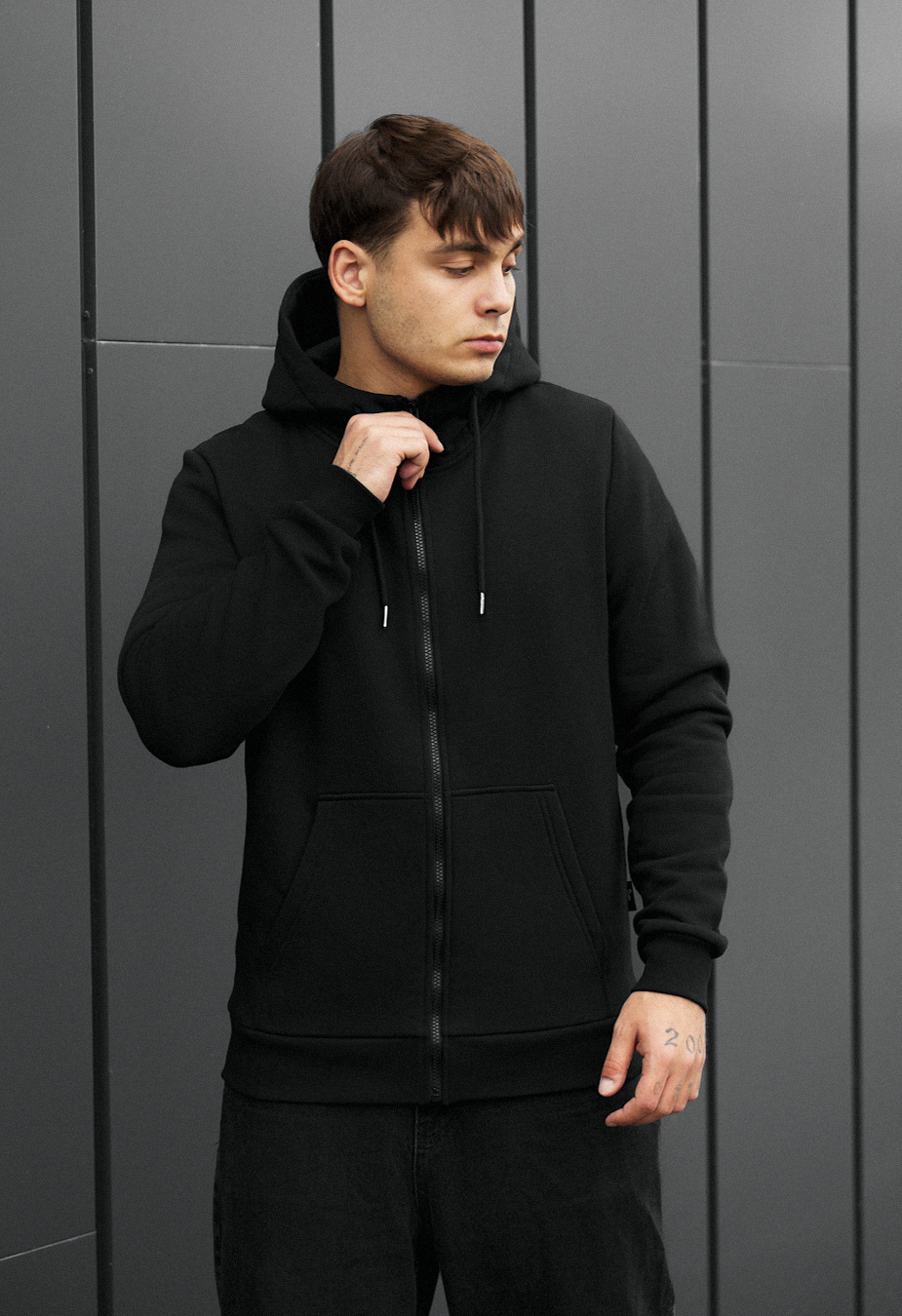 Hanorac Staff zip basic black fleece
