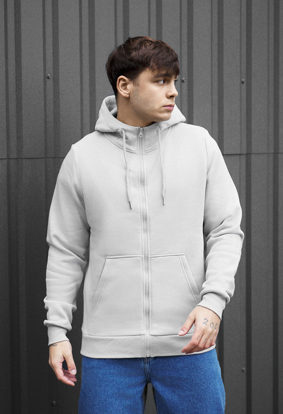 Hanorac Staff zip basic light gray fleece