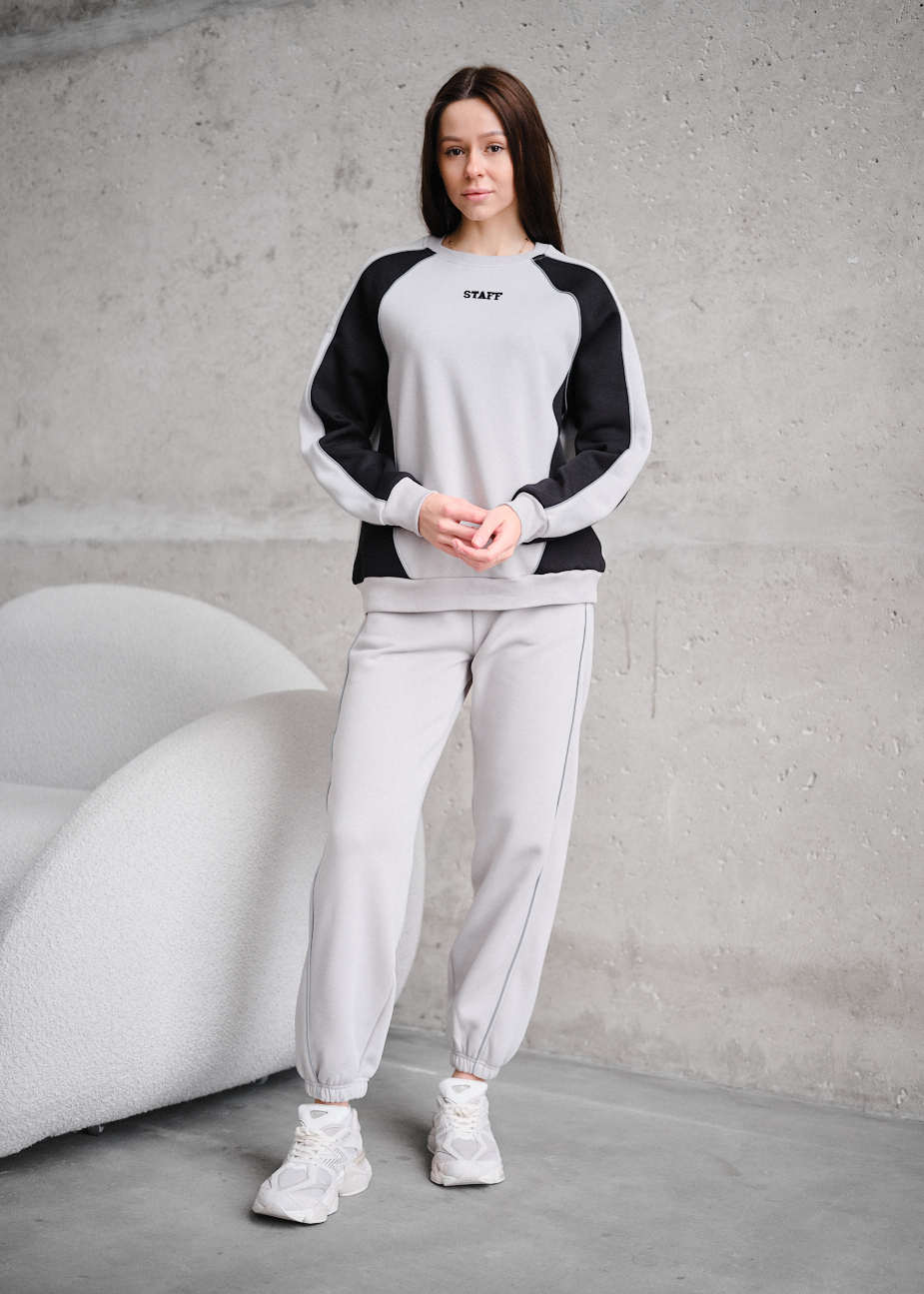 Costum de trening de damă Staff ram light gray & black logo fleece