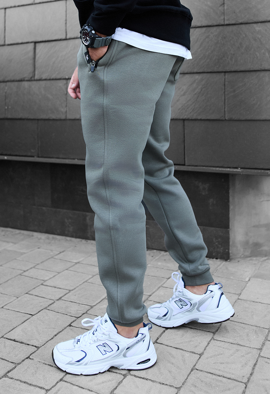 Pantaloni de trening Staff dax light olive fleece