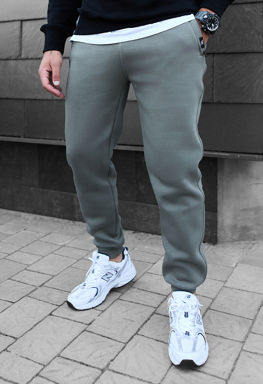 Pantaloni de trening Staff dax light olive fleece
