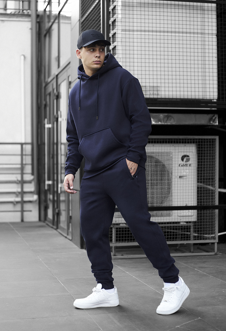 Costum de trening Staff jax navy oversize fleece