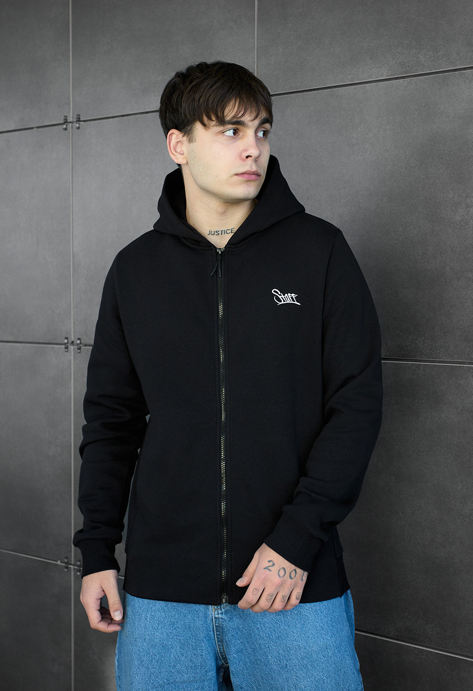 Hanorac cu fermoar Staff zip black logo fleece