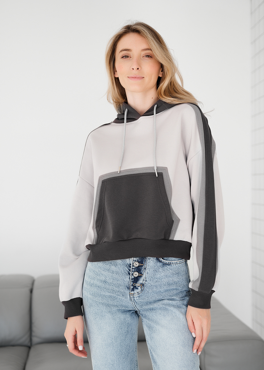 Hanorac de damă Staff twi light gray & gray oversize