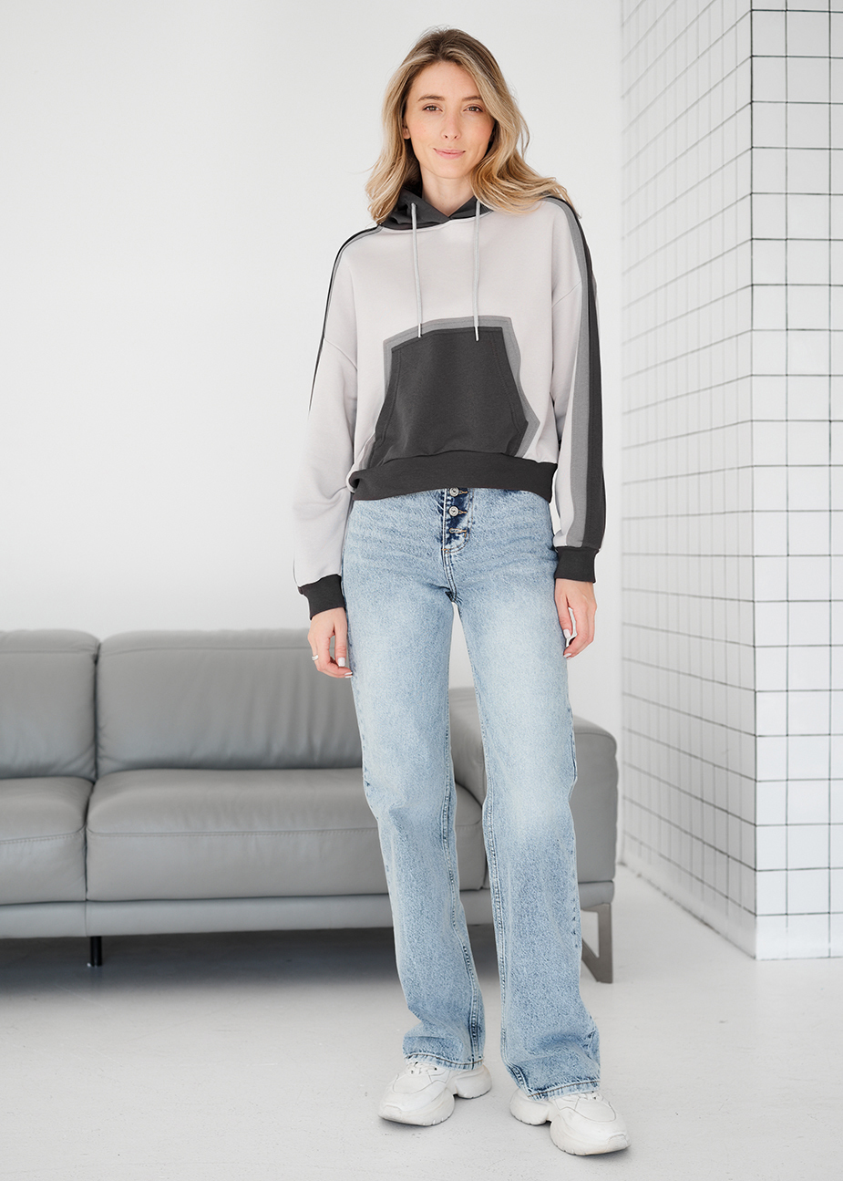 Hanorac de damă Staff twi light gray & gray oversize