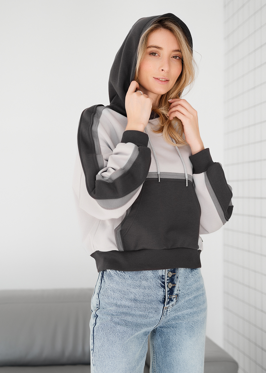 Hanorac de damă Staff twi light gray & gray oversize